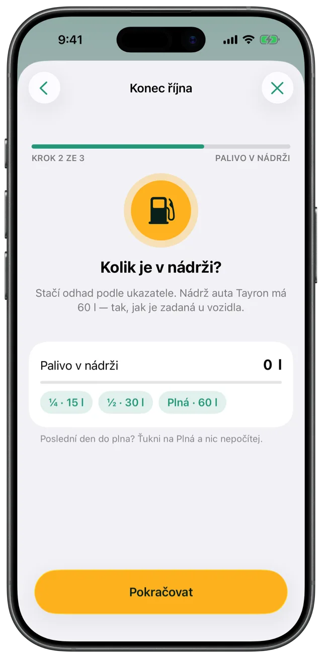 Palivo v nádrži — Puťovka